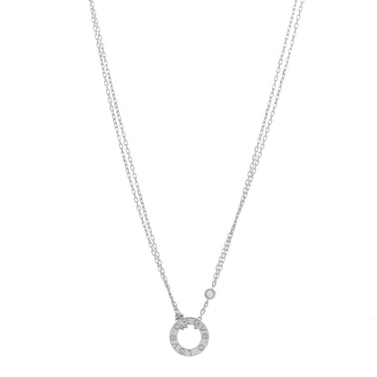 Cartier 18K White Gold 2 Diamond LOVE Necklace 1 of 5