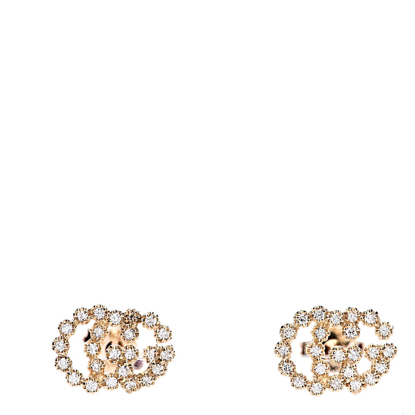 18K Yellow Gold Diamond Running G Earrings