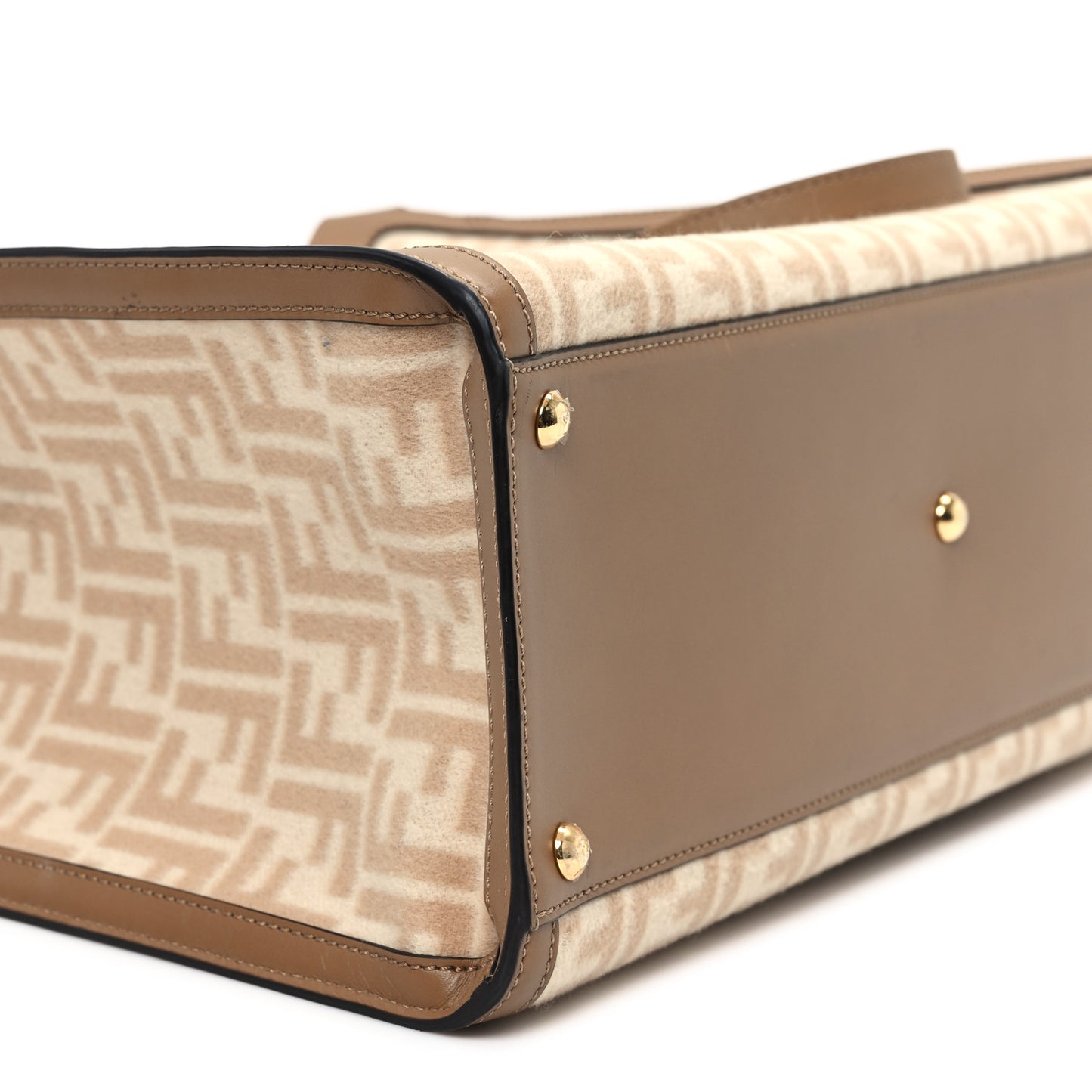 Canvas Vitello King FF Embroidered Medium Peekaboo X-Tote Beige Cammello Sand