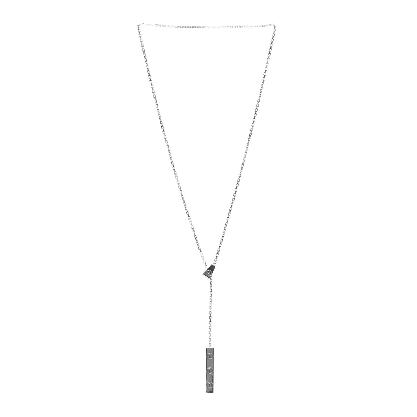 18K White Gold LOVE Lariat Necklace
