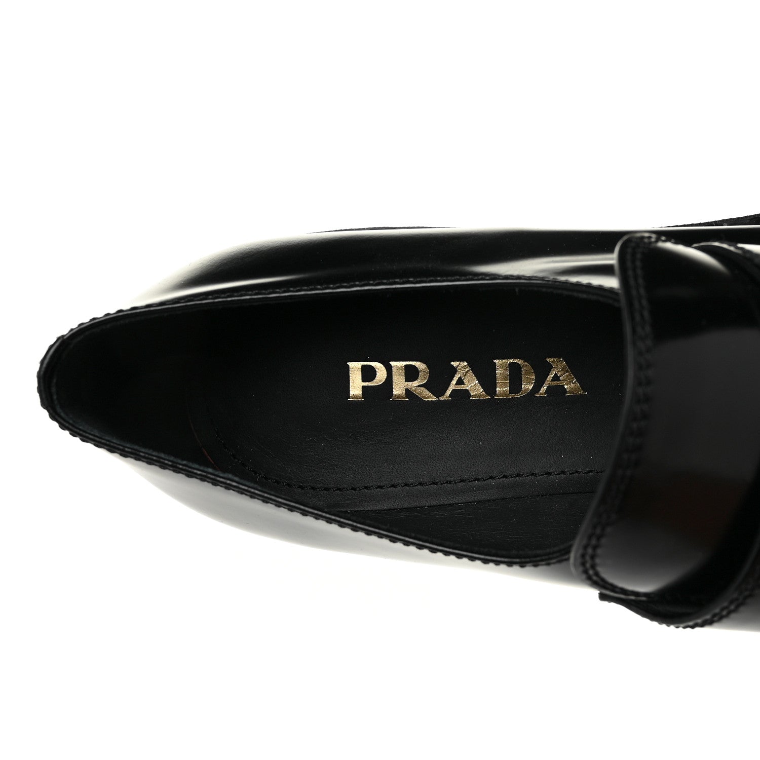 Prada Spazzolato Metal Triangle Logo 50mm Loafers 39 Black 7 of 8