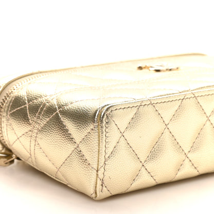Chanel Metallic Caviar Quilted Trendy Handle Slim Vanity Gold 9 of 11
