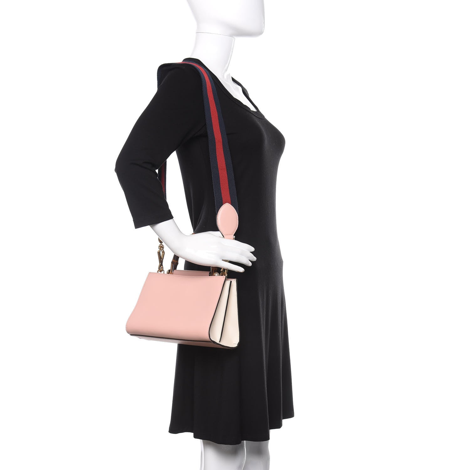 Gucci Nappa Bamboo Web Mini Nymphaea Top Handle Bag Perfect Pink Mystic White 2 of 11