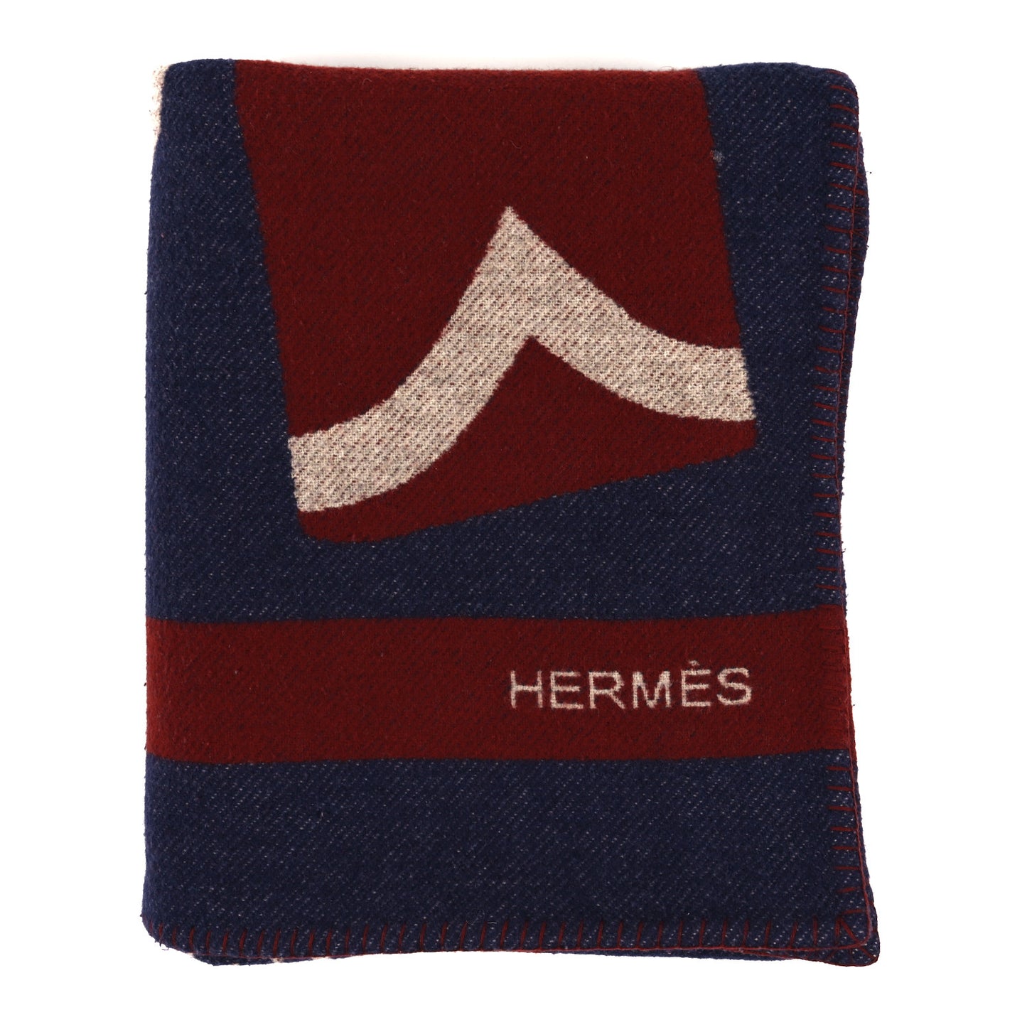 Cashmere Wool Brandebourgs Blanket Marine Carmin