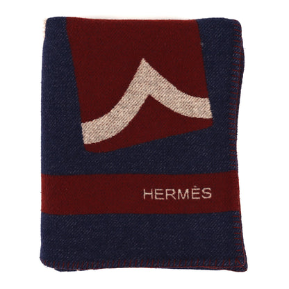 Hermes Cashmere Wool Brandebourgs Blanket Marine Carmin 1 of 3
