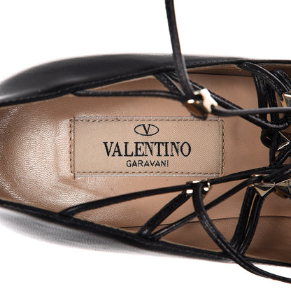 Valentino Garavani Nappa Rockstud Gladiator Lace Up Pumps 36.5 Black 7 of 10