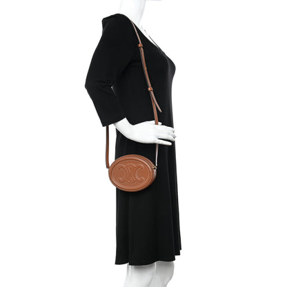 Celine Smooth Calfskin Cuir Small Triomphe Oval Crossbody Purse Tan 3 of 11