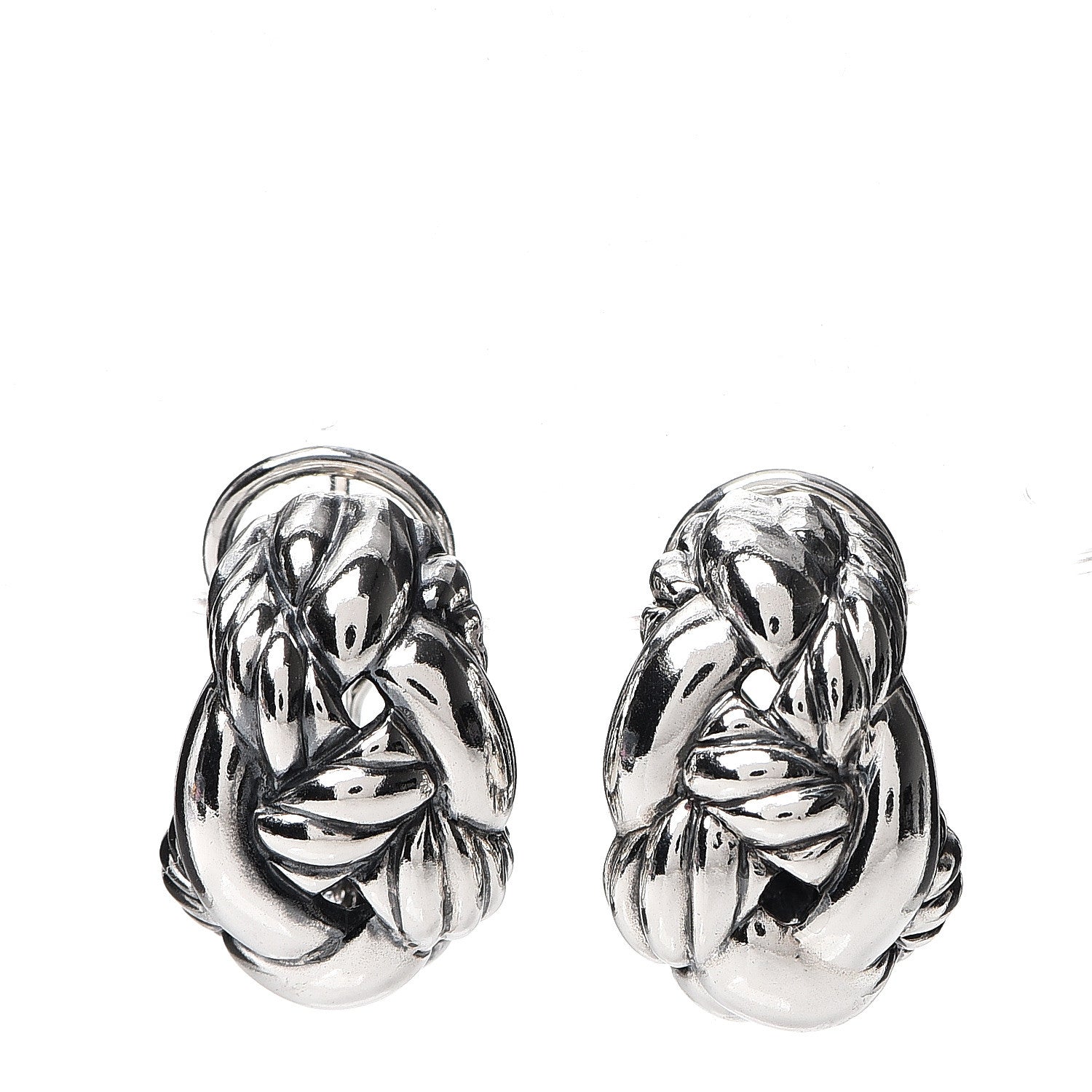 David Yurman Sterling Silver Diamond Woven Cable Earrings 1 of 4