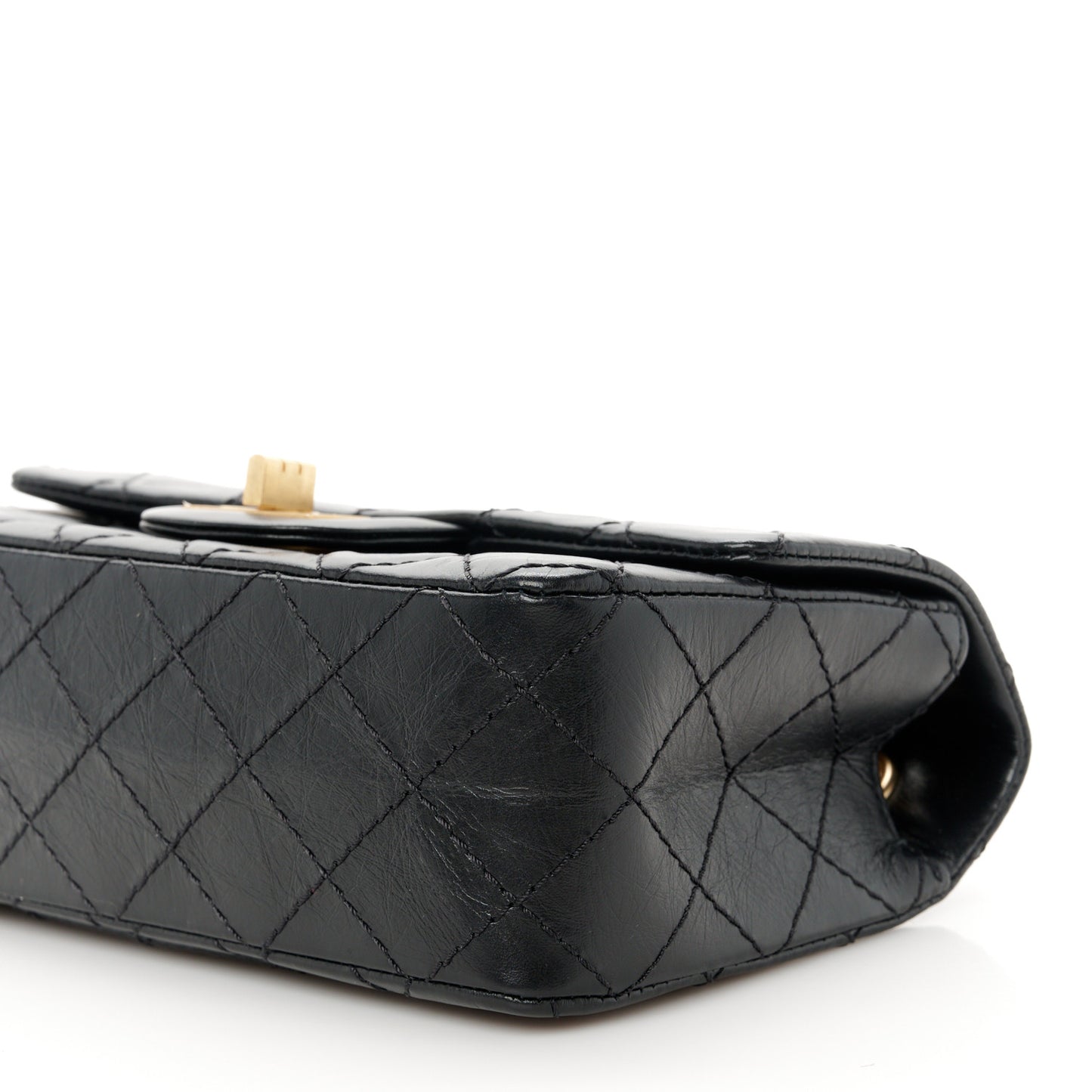 Aged Calfskin Quilted 2.55 Reissue Mini Flap Black