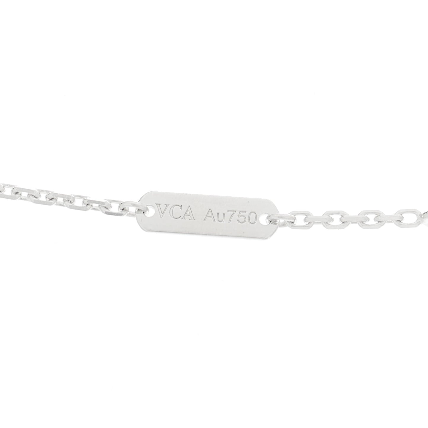 18K White Rose Gold Diamond Guilloche Vintage Alhambra Pendant Necklace