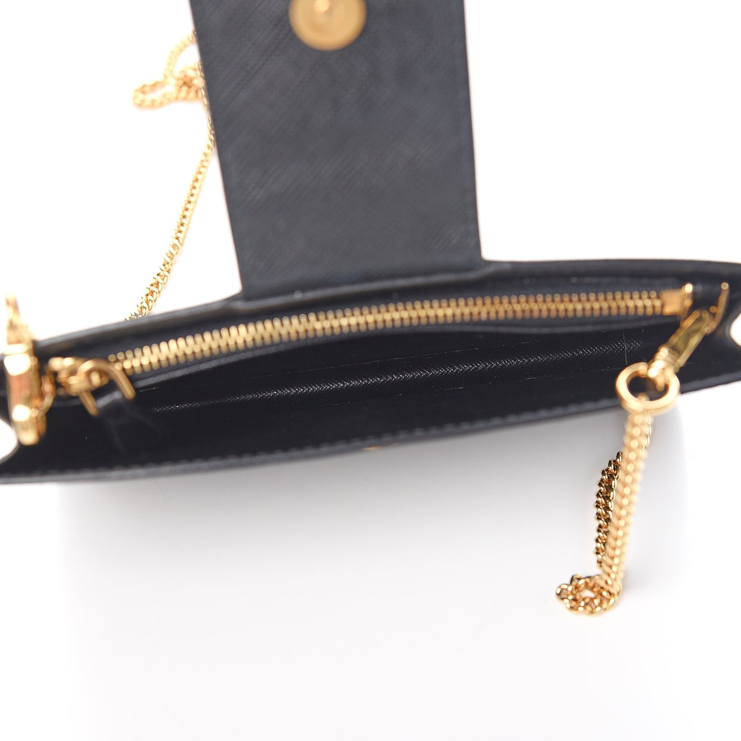 Saffiano Metal Mini Chain Wallet Black