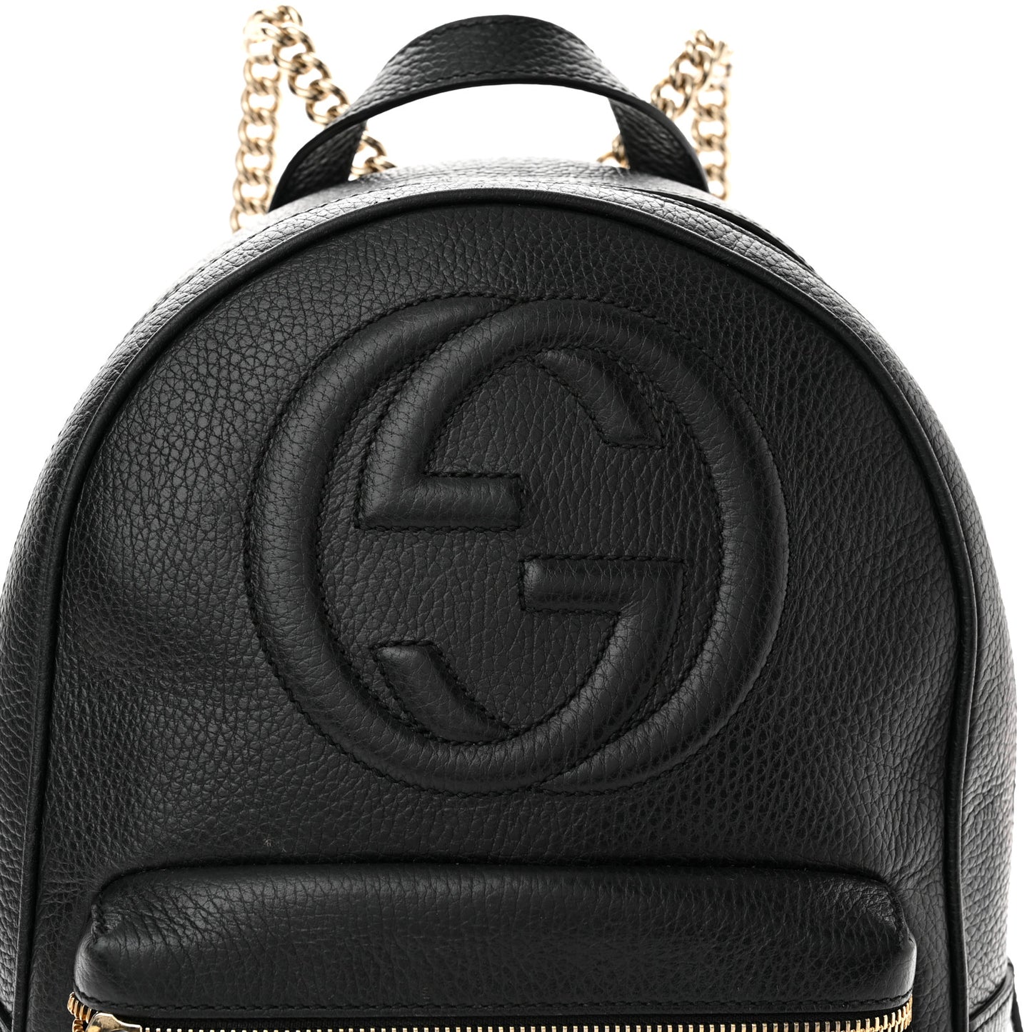 Pebbled Calfskin Soho Chain Backpack Black
