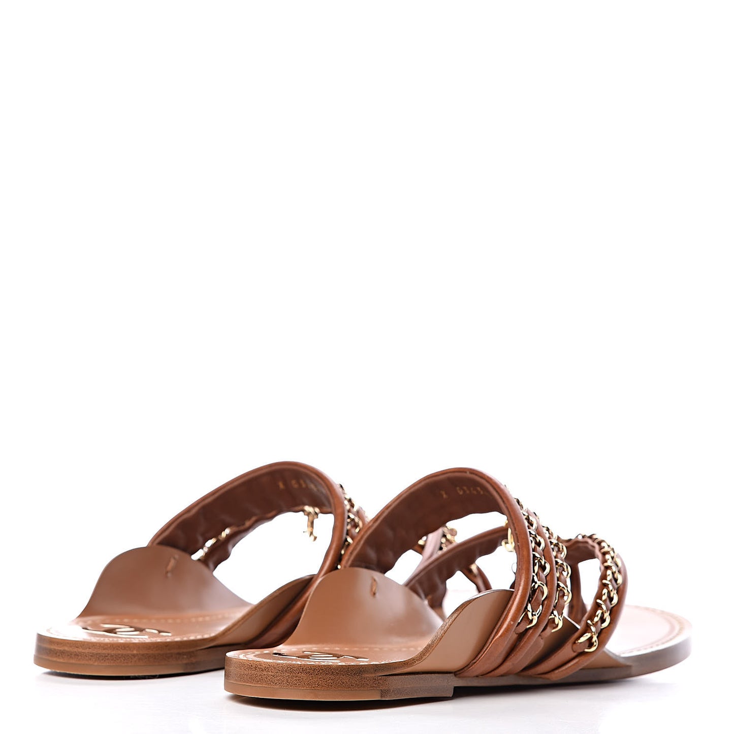 Calfskin Chain CC Thong Flat Sandals 41 Beige
