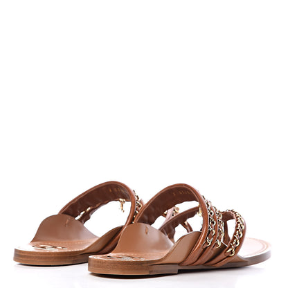 Chanel Calfskin Chain CC Thong Flat Sandals 41 Beige 4 of 9