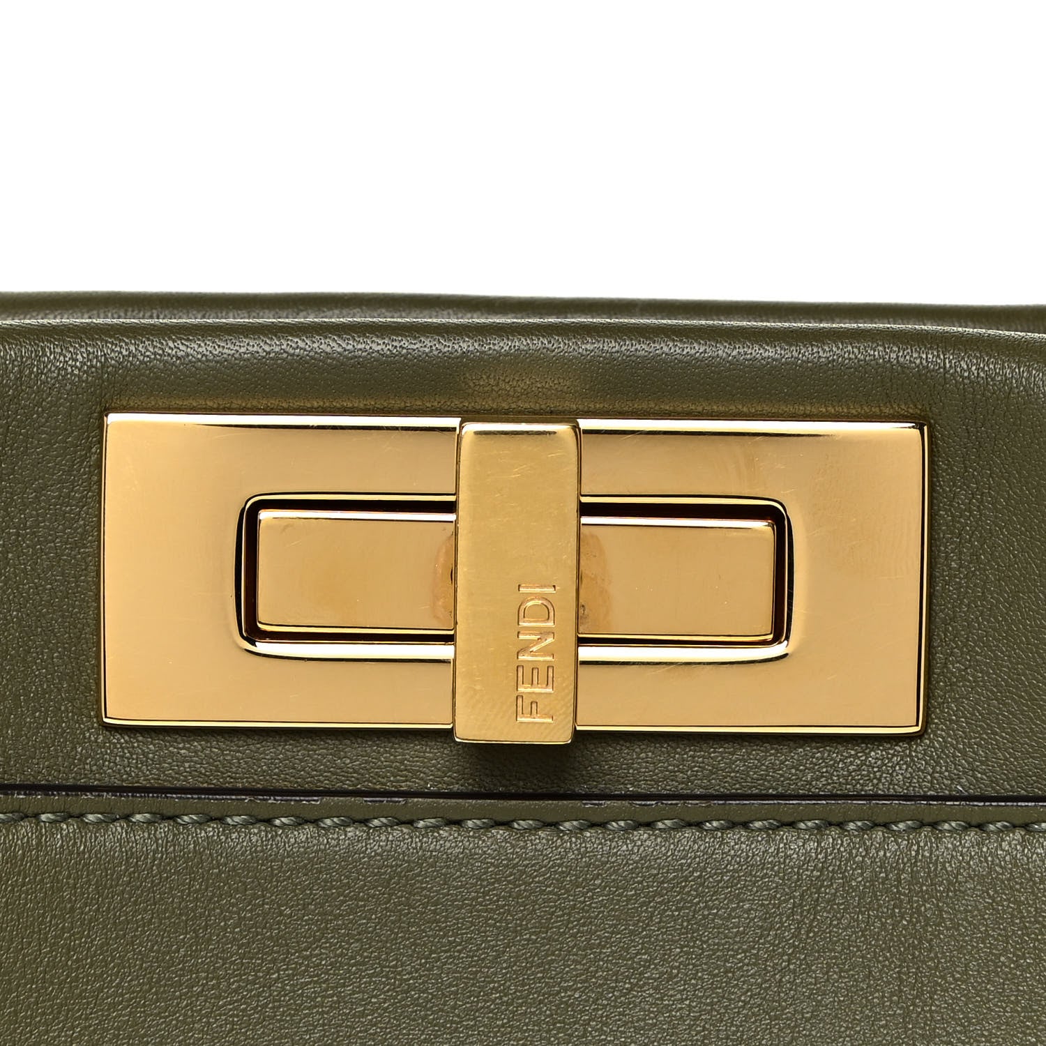 Fendi Vitello Seta Light Aura Shiny Nappa Medium Peekaboo I SEE U Satchel Equatore Cuoio 10 of 12