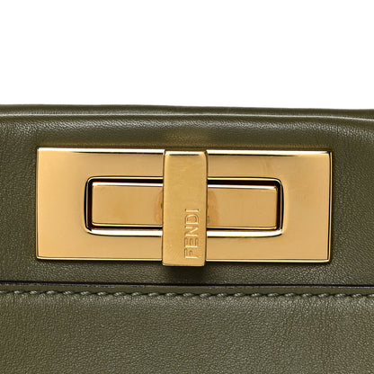 Fendi Vitello Seta Light Aura Shiny Nappa Medium Peekaboo I SEE U Satchel Equatore Cuoio 10 of 12
