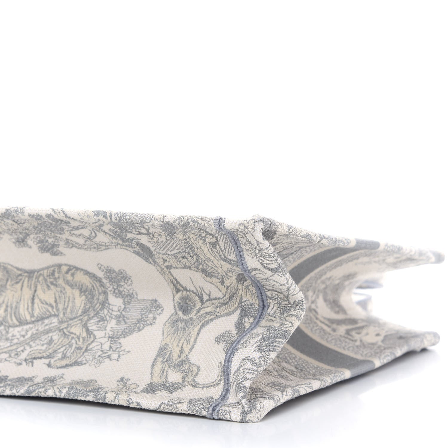 Christian Dior Canvas Embroidered Medium Dioriviera Toile De Jouy Book Tote Gray 9 of 12