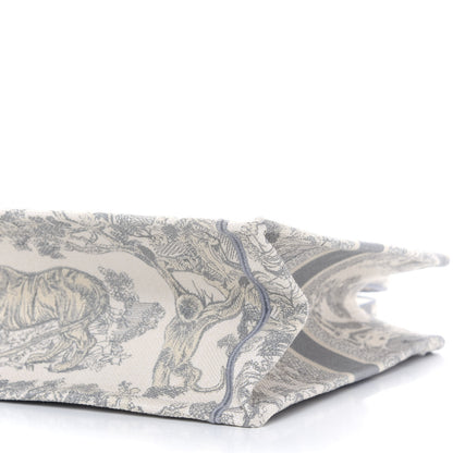 Christian Dior Canvas Embroidered Medium Dioriviera Toile De Jouy Book Tote Gray 9 of 12