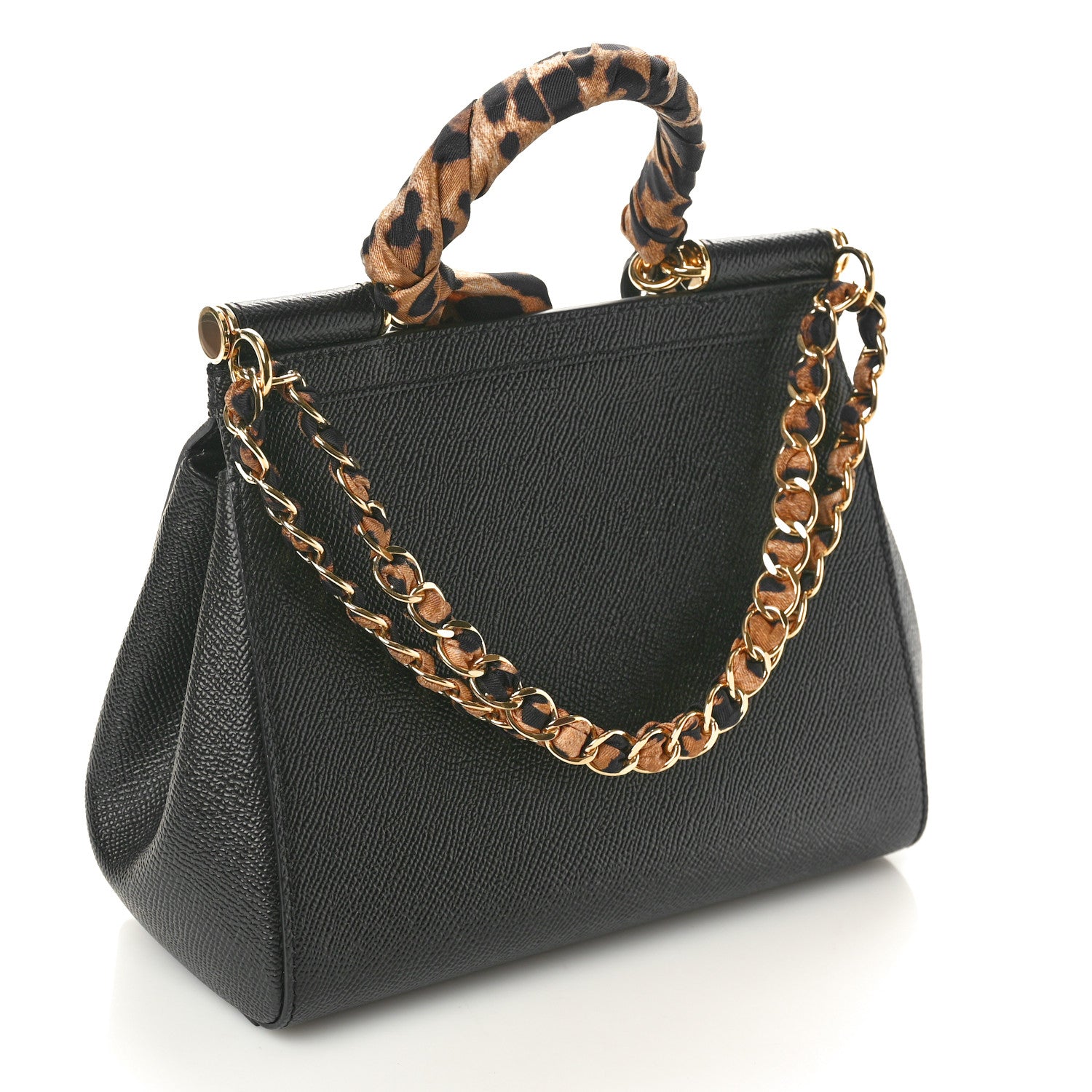 Dolce & Gabbana Dauphine Small Miss Sicily Satchel With Scarf Black 3 of 9