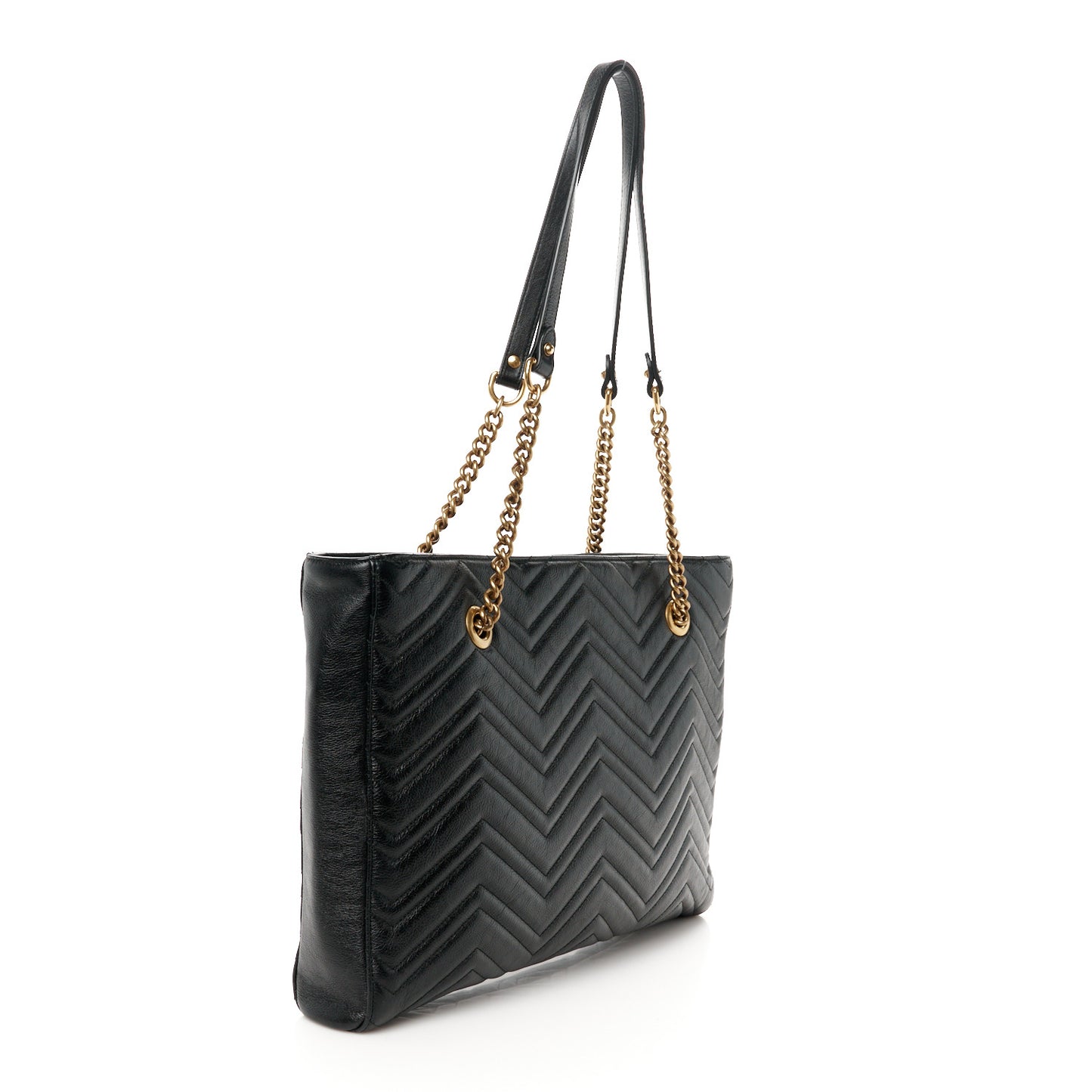Vintage Calfskin Matelasse Medium GG Marmont Slim Tote Black
