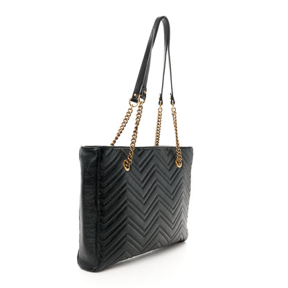 Gucci Vintage Calfskin Matelasse Medium GG Marmont Slim Tote Black 3 of 11