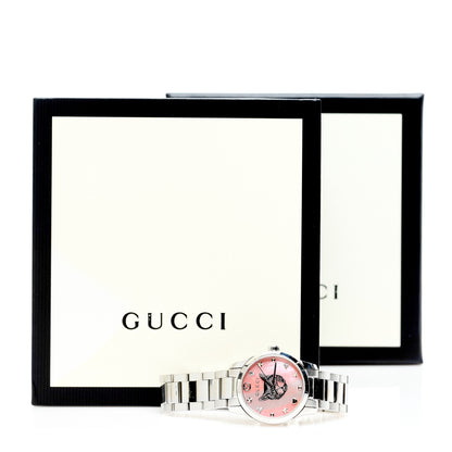 Gucci Stainless Steel Pink Mother of Pearl 27mm G-Timeless Cat Quartz Watch 5 of 5