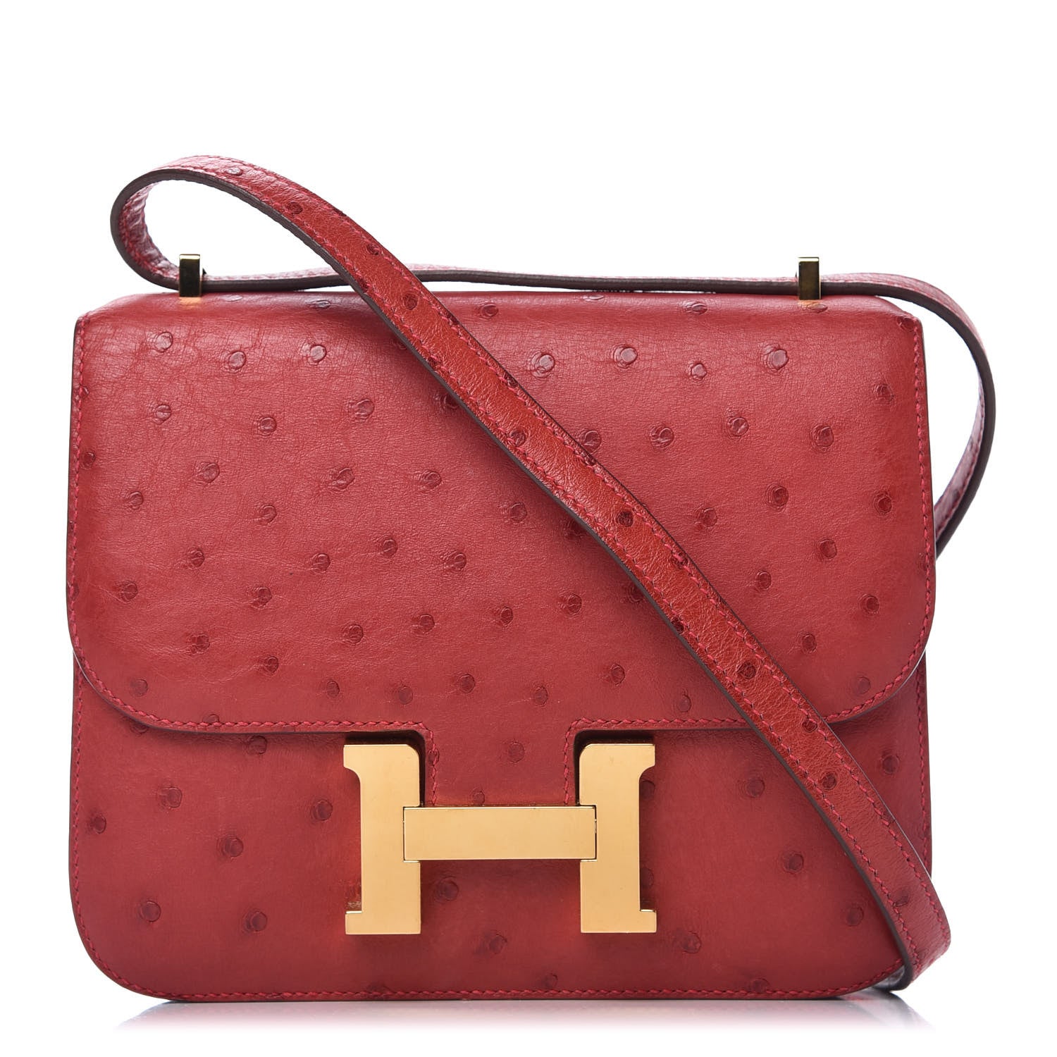 Hermes Ostrich Constance 18 Rouge Vif 1 of 10