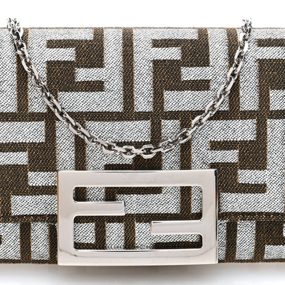 Fendi Fabric Jacquard FF 1974 Continental Wallet On Chain Ebano Argento 9 of 12