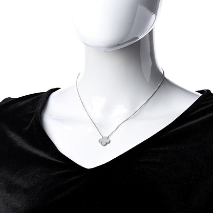 Van Cleef & Arpels 18K White Gold Mother of Pearl Vintage Alhambra Pendant Necklace 2 of 6