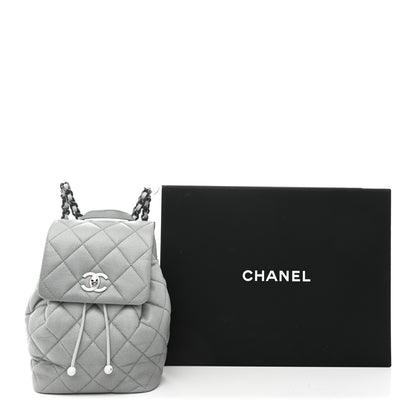 Chanel Shaded Caviar Quilted Lacquered CC My Everything Drawstring Backpack Dark Grey Light Grey 11 of 11
