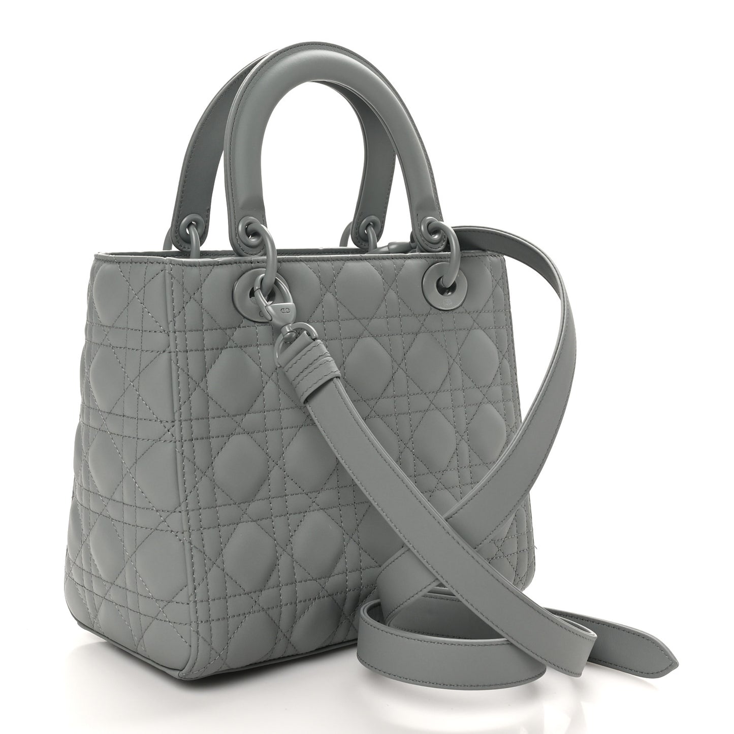 Ultra Matte Calfskin Cannage Medium Lady Dior Grey Stone