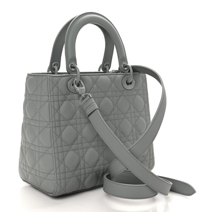 Christian Dior Ultra Matte Calfskin Cannage Medium Lady Dior Grey Stone 2 of 10