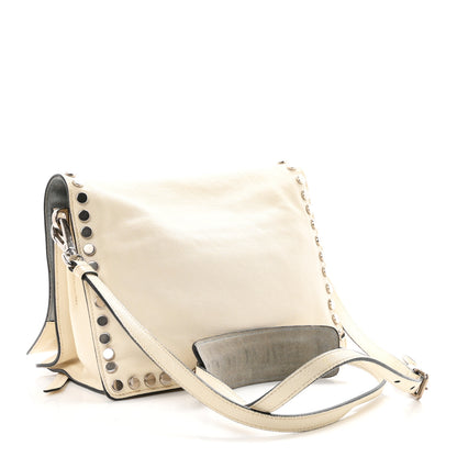 Prada Glace Calf Studded Etiquette Flap Bianco Astra 3 of 10