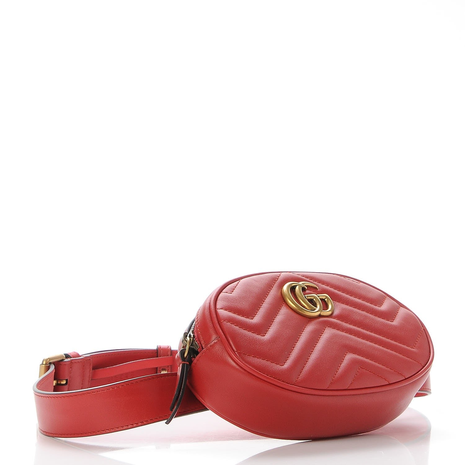 Gucci Calfskin Matelasse GG Marmont Belt Bag 85 34 Hibiscus Red 4 of 7