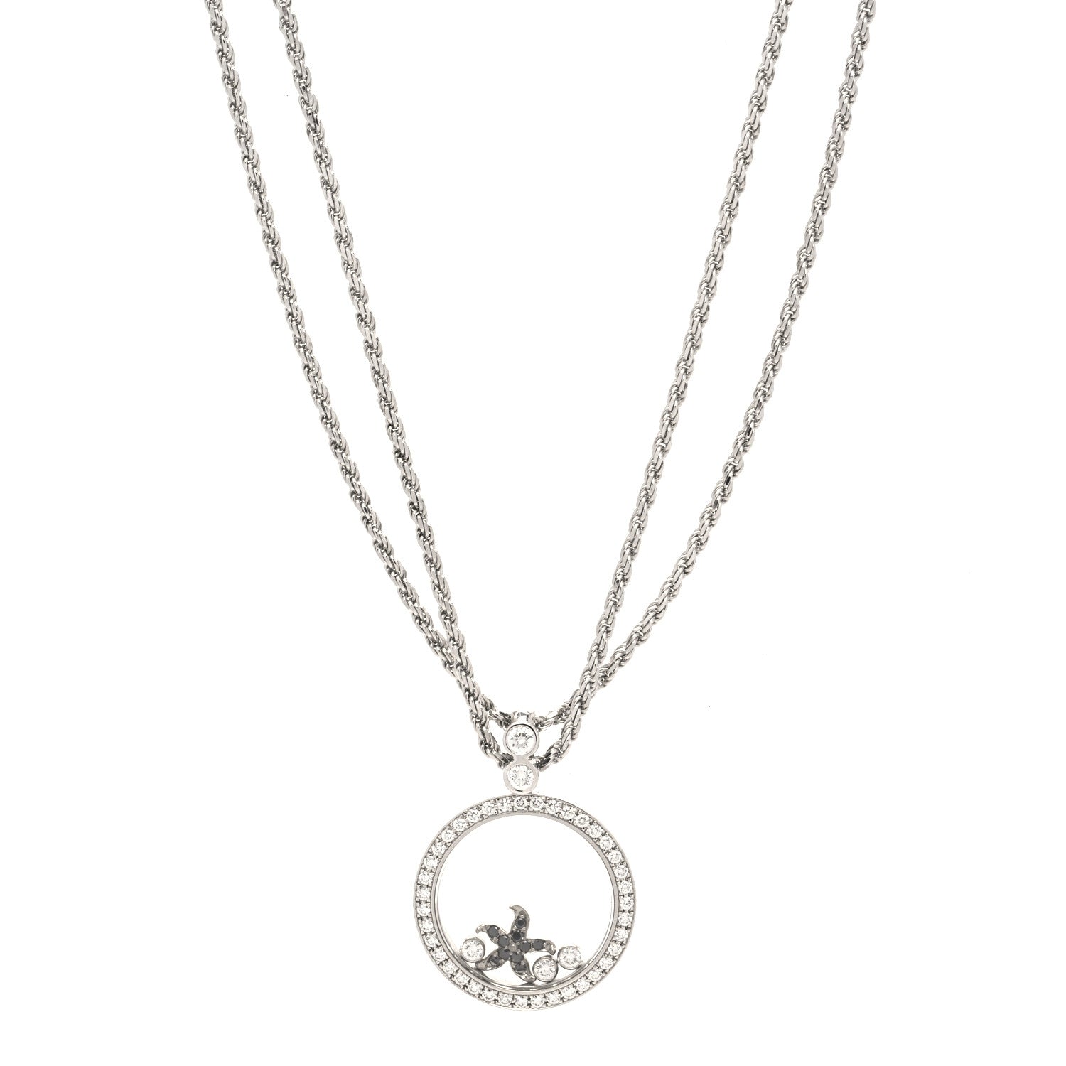 Chopard 18K White Gold Diamond Black Diamond Happy Diamonds Starfish Pendant Necklace 1 of 7