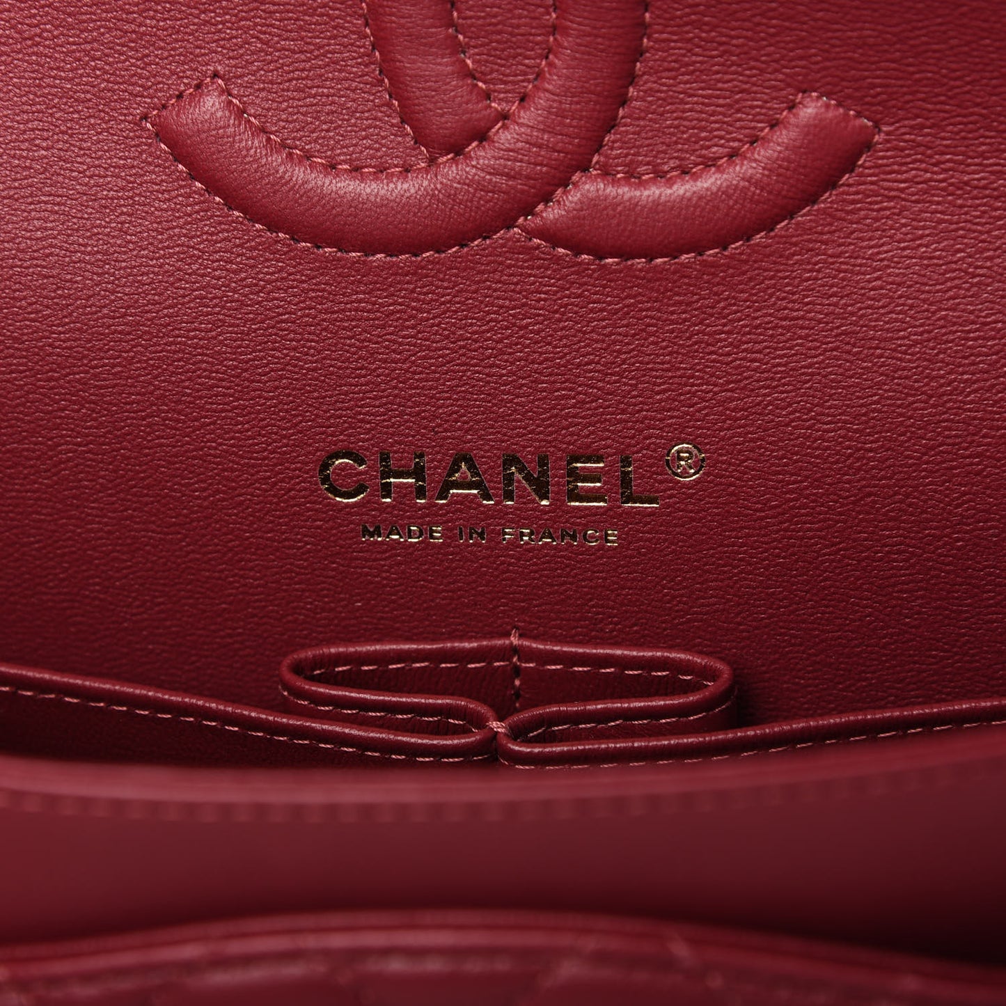 Lambskin Quilted Medium Double Flap Burgundy
