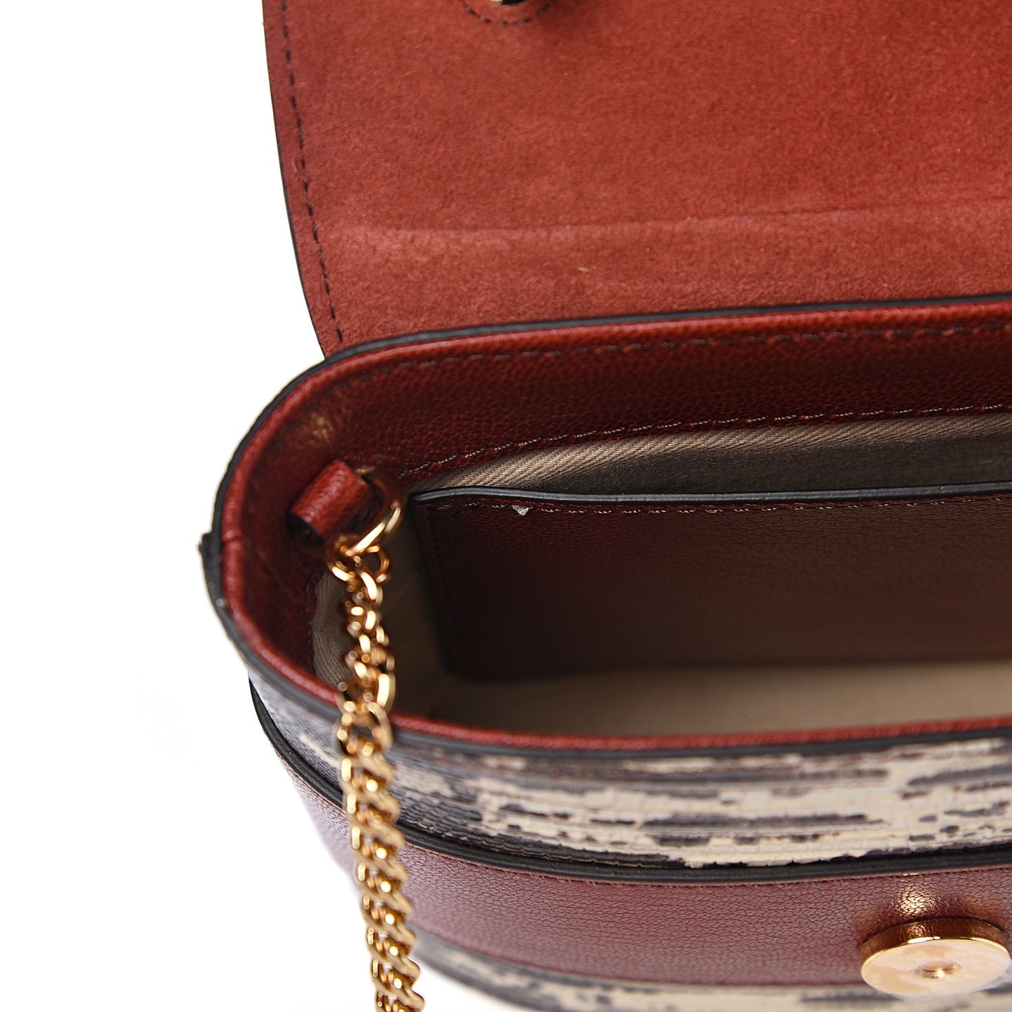 Calfskin Lizard Embossed Small Aby Lock Sepia Brown