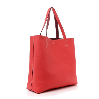 Hermes Taurillon Clemence Double Sens 45 Reversible Tote  Rubis Rose Jaipur 5 of 18