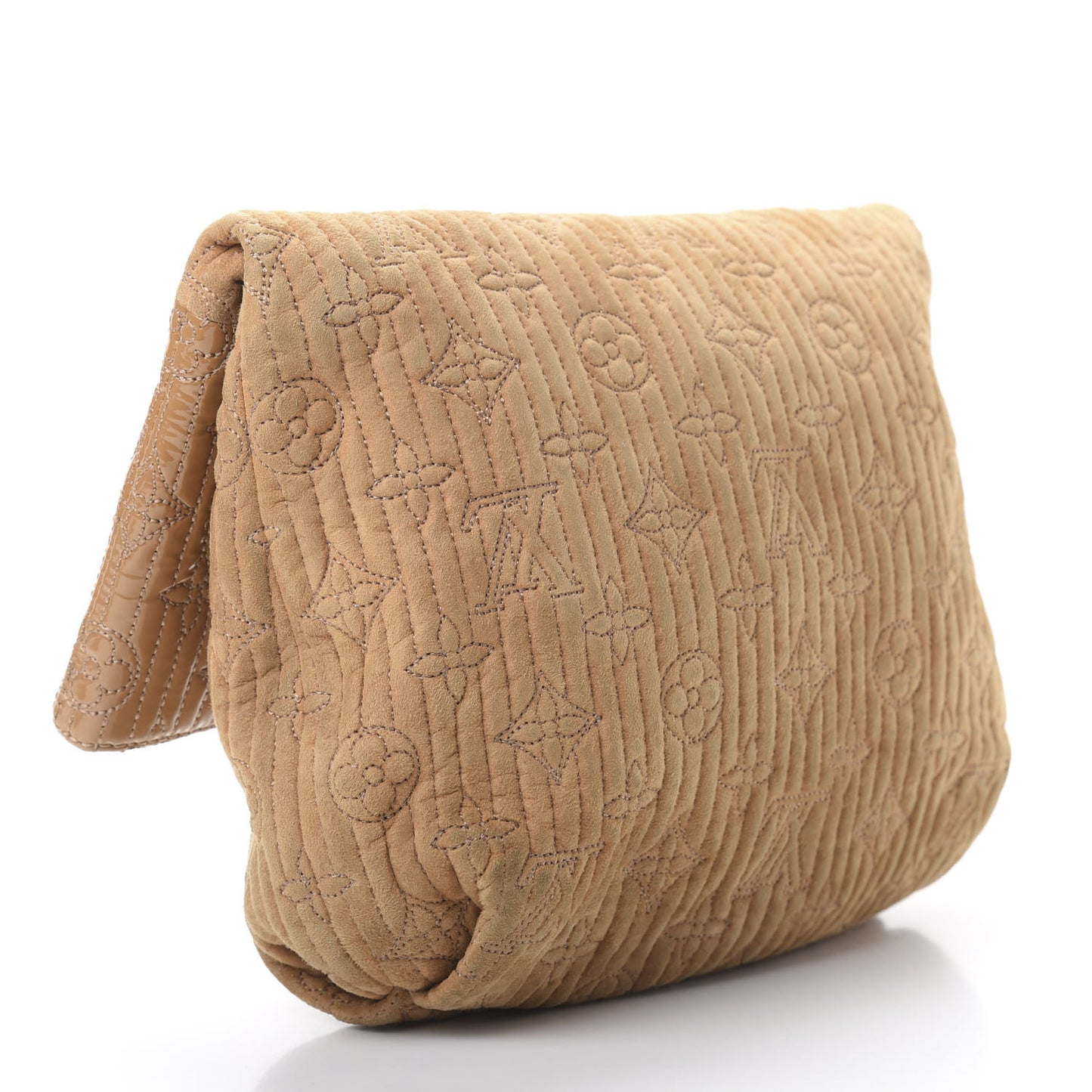 Suede Monogram Motard Afterdark Clutch Powder