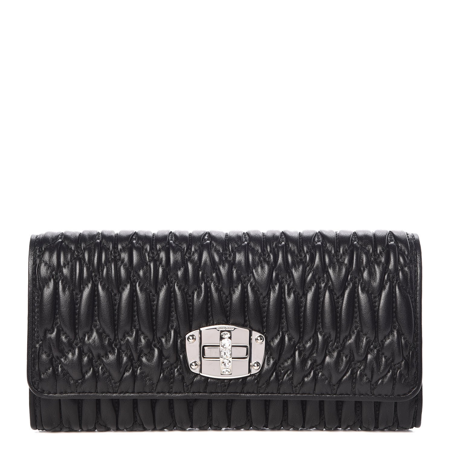 Miu Miu Nappa Matelasse Flap Wallet Black 1 of 9