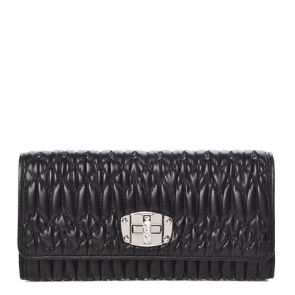 Miu Miu Nappa Matelasse Flap Wallet Black 1 of 9