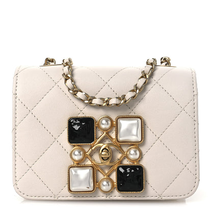 Chanel Calfskin Quilted Crystal Pearl Mini Flap Bag White 1 of 11