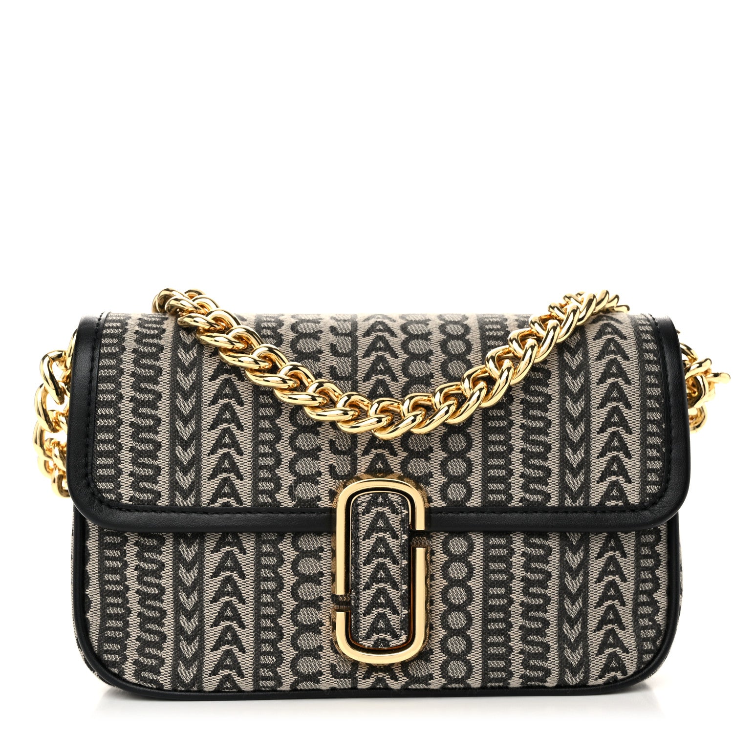 Marc Jacobs Cotton Jacquard The Monogram J Marc Shoulder Bag Beige Multi 1 of 9