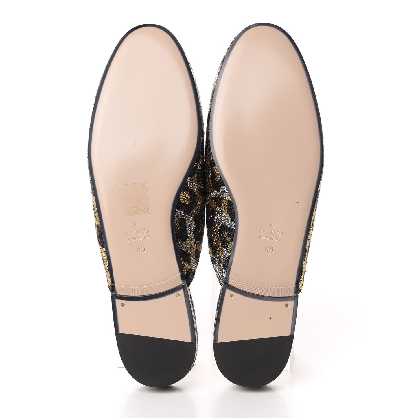 Lurex Jacquard Leopard Embroidered Princetown Slippers 40 Black Gold