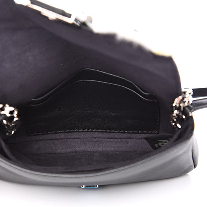 Fendi Shiny Nappa Rabbit Fur Crystal Flowerland Micro Buggie Baguette Black Mojito Multicolor 5 of 11