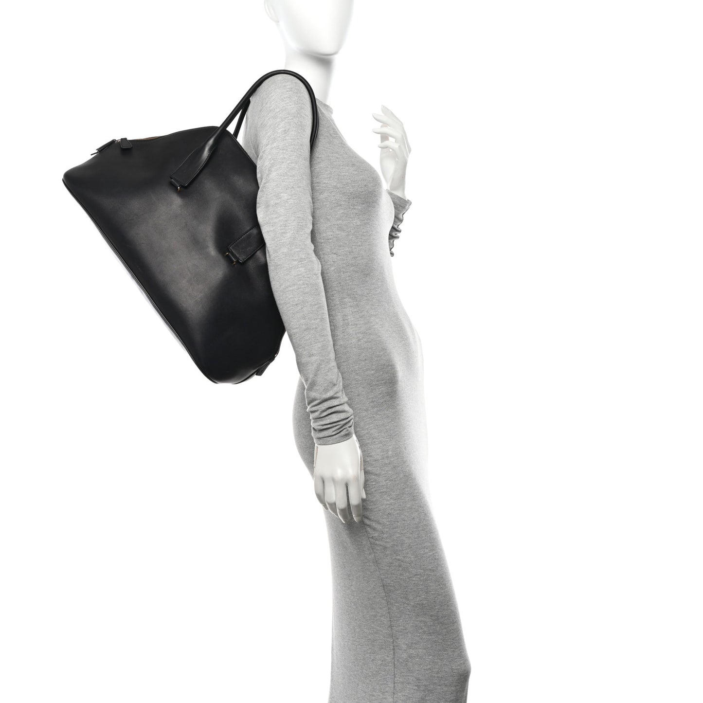 Polished Saddle Calfskin Large Devon Bag Black