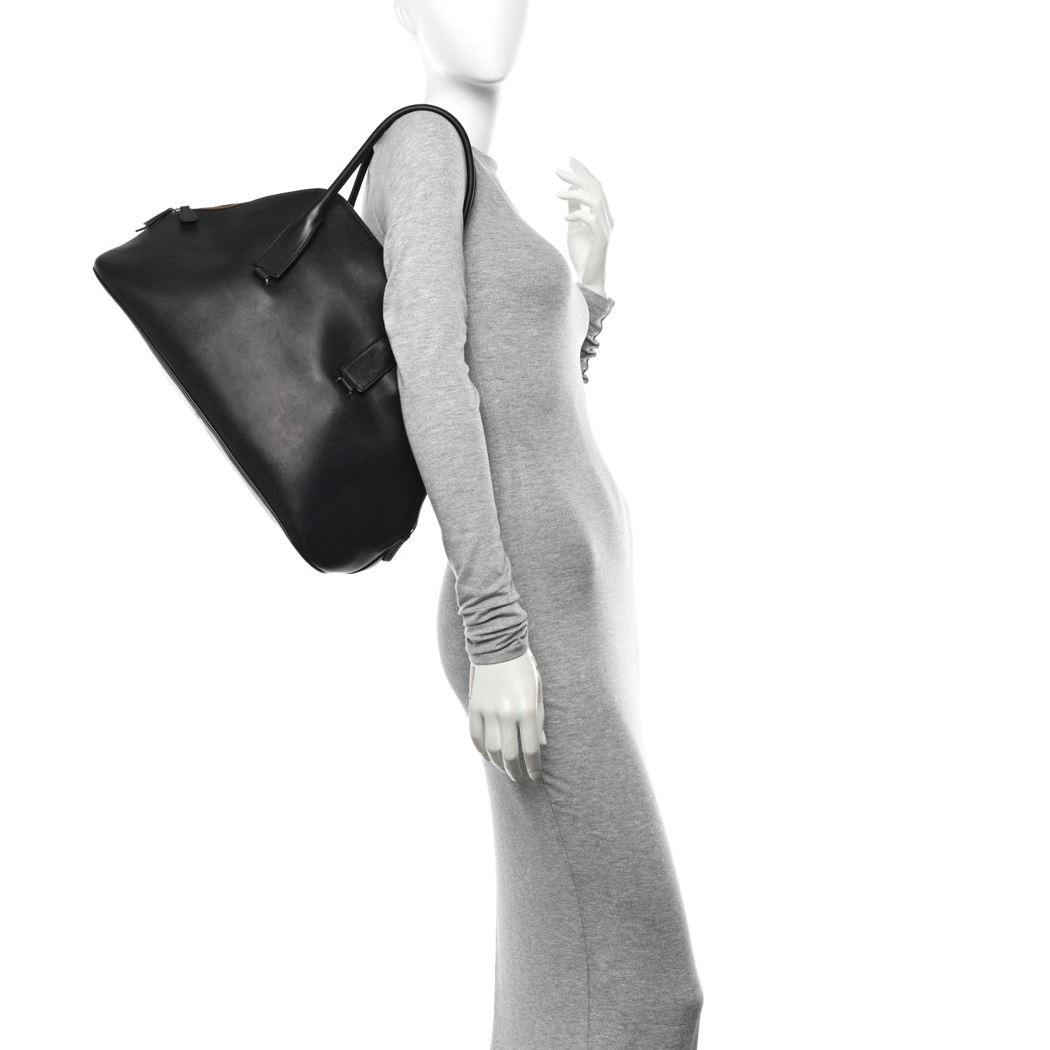 The Row Polished Saddle Calfskin Large Devon Bag Black 2 of 9
