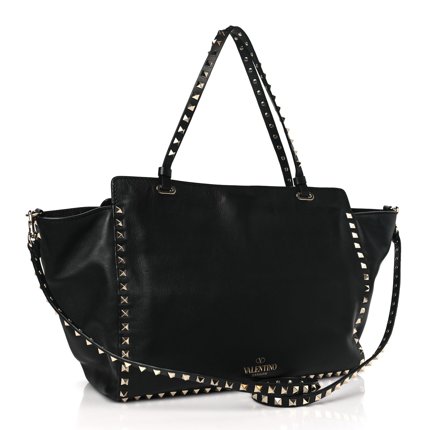 Valentino Garavani Vitello Medium Rockstud Tote Black 3 of 8