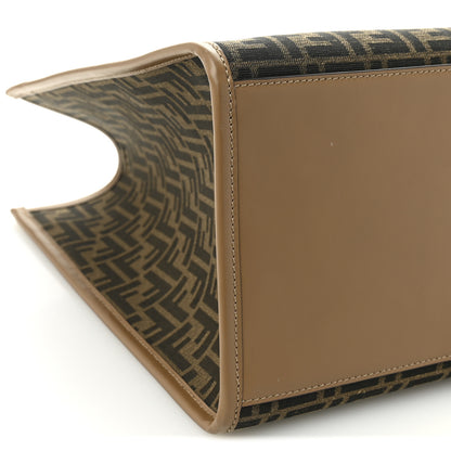 Fendi Fabric Jacquard FF 1974 Logo Large Fendi Sunshine Shopper Tote Tobacco Moro Sand 10 of 11