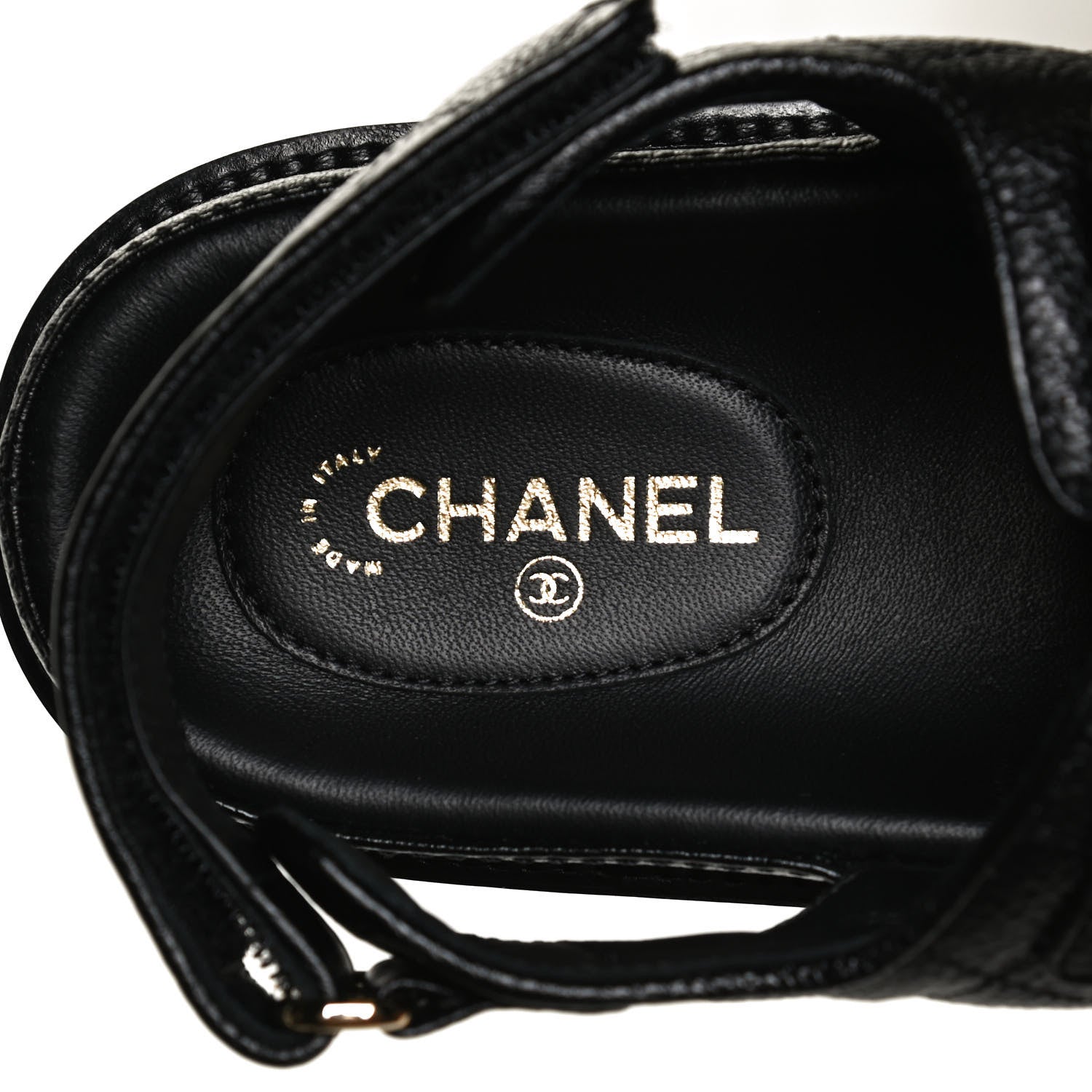Chanel Grained Calfskin Velcro Dad Sandals 38 Black 9 of 11